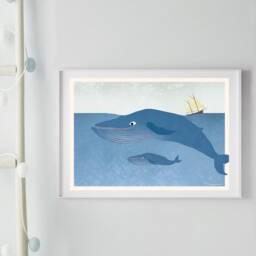 Poster Blue Whales, A4, Illustrations, Animal Poster, Birthday, Children's Birthday - thumbnail 1