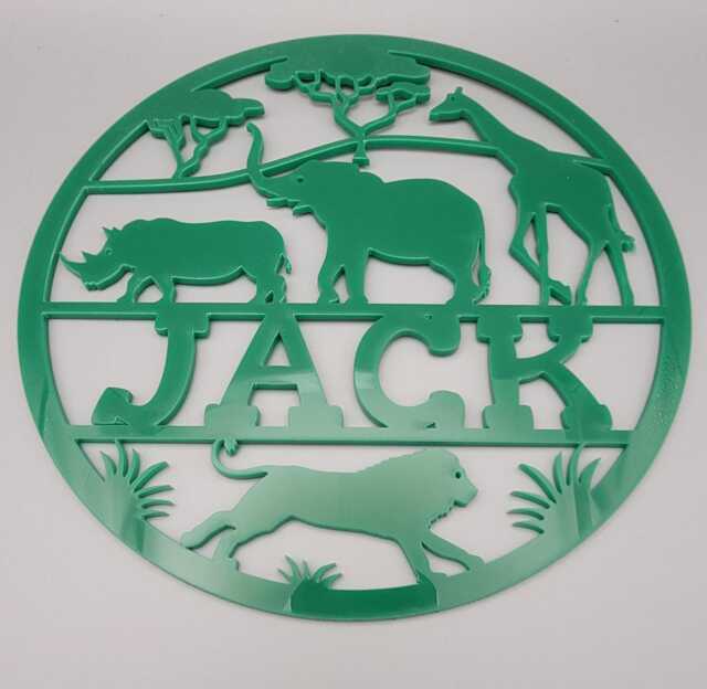 Personalised African Safari Wall Plaque, Kids Bedroom Decor, Name, Door Or Wall Hanger, Nursery Door Plaque. in Acrylic Wood - image 1