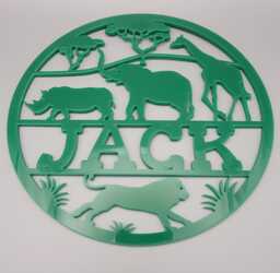 Personalised African Safari Wall Plaque, Kids Bedroom Decor, Name, Door Or Wall Hanger, Nursery Door Plaque. in Acrylic Wood - thumbnail 1