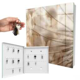 Beige Dandelions Wall Mounted Key Cabinet, Industrial Box, Photographic Flowers & Plants, For Nature Lovers - thumbnail 2