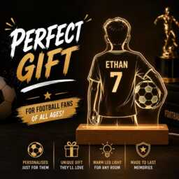 Personalised Football Player Night Light - Custom Name & Number Led Lamp - thumbnail 3