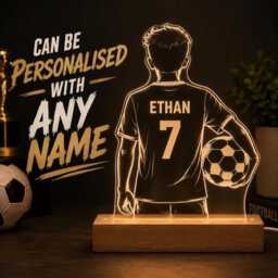 Personalised Football Player Night Light - Custom Name & Number Led Lamp - thumbnail 2