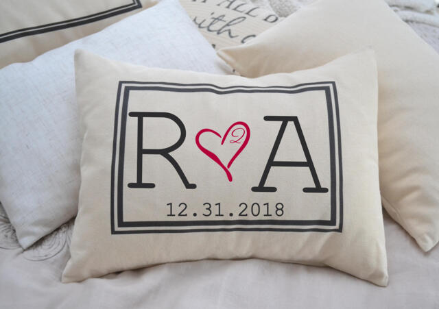 Personalized Couples, Faux Down, 2nd Anniversary Gift, Romantic 2 Year Monogram, Cotton Anniversary, Gift For Her, Him2 - image 1