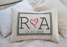 Personalized Couples, Faux Down, 2nd Anniversary Gift, Romantic 2 Year Monogram, Cotton Anniversary, Gift For Her, Him2 - thumbnail 1