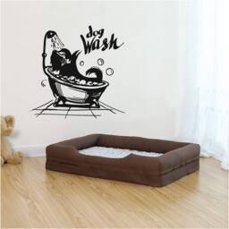Dog Wash Cartoon Self Adhesive Vinyl Wall Art, Decal, Transfer, Mural, Interior Or Exterior Use - 32 Colours, 5 Sizes, Home Decor 0987