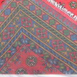 7x10 Afghan Bukhara Rug, 6'4x9'8 Hand Knotted Veg Dyes Wool Turkmen Traditional Area Red Green Blue Bedroom, Living Room Rug - thumbnail 4