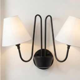 Wall Light Modern Matte Black Double Loop Sconce, Luxury Scandinavian Twin Shade Fixture For Contemporary Bedroom & Living Room Decor - thumbnail 3