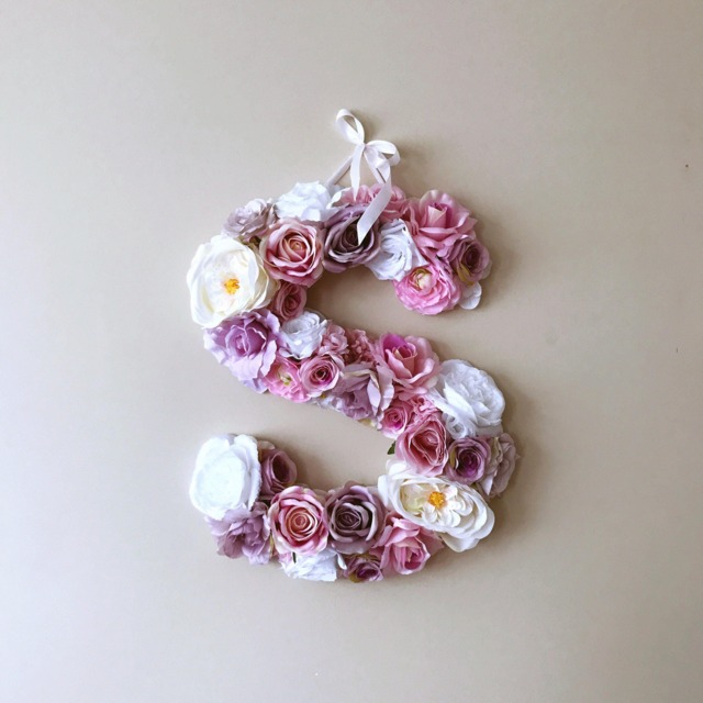 Floral Letters Personalized Artificial Silk Flower Nursery Decore Decorer - image 1