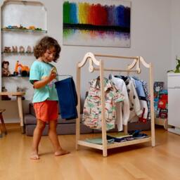 Montessori Wooden Kids Clothing Rack - Stylish & Functional Toddler Wardrobe - thumbnail 4
