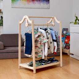 Montessori Wooden Kids Clothing Rack - Stylish & Functional Toddler Wardrobe - thumbnail 2