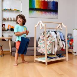 Montessori Wooden Kids Clothing Rack - Stylish & Functional Toddler Wardrobe - thumbnail 1