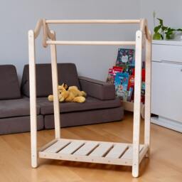 Montessori Wooden Kids Clothing Rack - Stylish & Functional Toddler Wardrobe - thumbnail 3