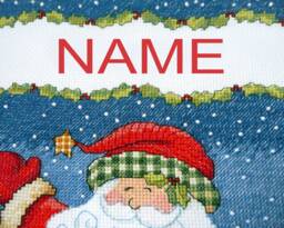 Personalised Christmas Stocking With Embroidered Santa & Snowman Custom Cross Stitch Family Stockings Decor Made To Order - thumbnail 1