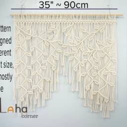 Macrame Leaf Window Curtain Boho Wall Hanging Tapestry - thumbnail 3