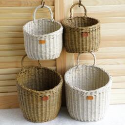Rustic Wicker Wall Hanging Basket Kitchen Fruit, Storage Of Various Small Things - thumbnail 3