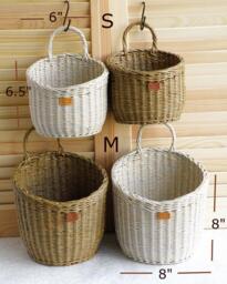 Rustic Wicker Wall Hanging Basket Kitchen Fruit, Storage Of Various Small Things