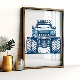 Monster Truck Posters - Set Of 3 Prints - Boys Bedroom Artwork Car Wall Art Print Red, Blue, Green Kids Room Home Decor Picture - thumbnail 3
