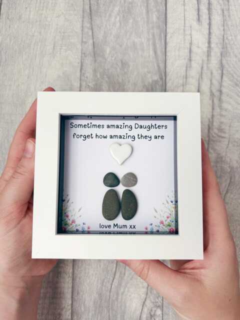 Personalised Pebble Art Daughter Gift, Gift For Quote, Birthday Present Daughter, Meaningful Mother Picture Frame - image 1