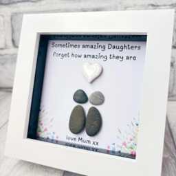 Personalised Pebble Art Daughter Gift, Gift For Quote, Birthday Present Daughter, Meaningful Mother Picture Frame - thumbnail 3