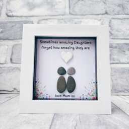 Personalised Pebble Art Daughter Gift, Gift For Quote, Birthday Present Daughter, Meaningful Mother Picture Frame - thumbnail 2