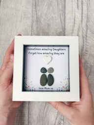 Personalised Pebble Art Daughter Gift, Gift For Quote, Birthday Present Daughter, Meaningful Mother Picture Frame - thumbnail 1
