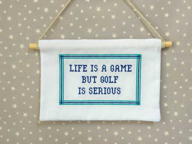 Funny Golf Wall Hanging, Personalised Golfer Gift, Custom Quote Sign, Embroidered Decor - image 1