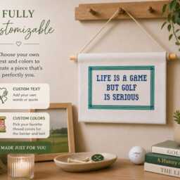 Funny Golf Wall Hanging, Personalised Golfer Gift, Custom Quote Sign, Embroidered Decor - thumbnail 3