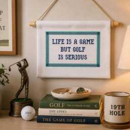 Funny Golf Wall Hanging, Personalised Golfer Gift, Custom Quote Sign, Embroidered Decor - thumbnail 4
