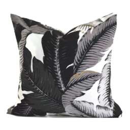 Outdoor Pillow Cover With Zippers, Easy To Use, Washable, Black & Grey Swaying Palms - thumbnail 1