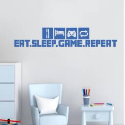 Eat.sleep.game.repeat - Gaming Removable Vinyl Wall Decal Stickers Home Decor Art - thumbnail 2