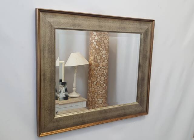 Antique Silver Gold Classic Wood Frame Wall Mirror Small Size 56x66cm Quality Bevelled Glass Made in UK - image 1