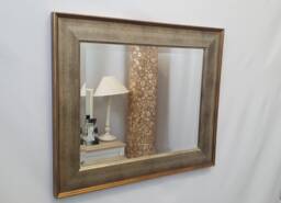 Antique Silver Gold Classic Wood Frame Wall Mirror Small Size 56x66cm Quality Bevelled Glass Made in UK - thumbnail 1