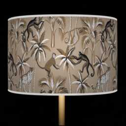 Tropical Monkey Lampshade - Brown Beige Jungle Drum Pendant Light Handmade Ceiling Shade For Exotic Or Kids Room Decor - thumbnail 1