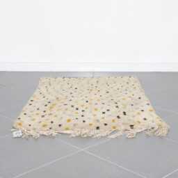 Handmade Moroccan Wool Rug Beige Berber Carpet With Yellow Accents - 5.4x3.4 Ft - thumbnail 2