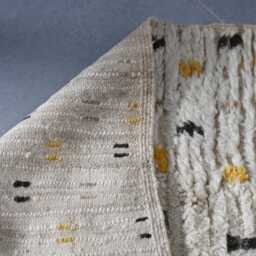 Handmade Moroccan Wool Rug Beige Berber Carpet With Yellow Accents - 5.4x3.4 Ft - thumbnail 4