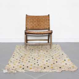 Handmade Moroccan Wool Rug Beige Berber Carpet With Yellow Accents - 5.4x3.4 Ft - thumbnail 3
