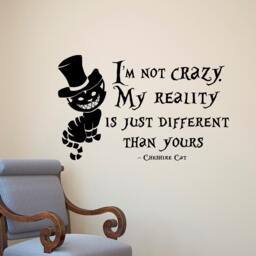 Cheshire Cat Wall Decal Alice in Wonderland Quote, Nursery Decor Q169 - thumbnail 1