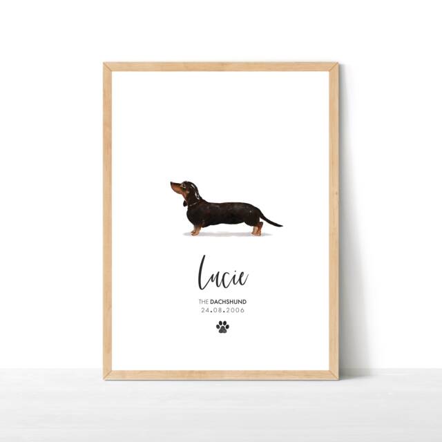 Personalised Dachshund Print, Pet Portrait, Dog Print Wall Decor, Lover Gift, Decor - image 1