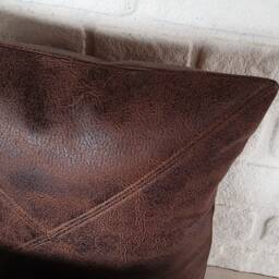 Dark Brown Vegan Leather Pillow Cover Zen Triangle Design - 16x16'' - thumbnail 4