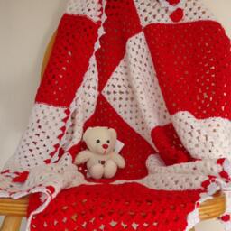 Newborn Gift, Baby Blanket Crochet Blanket, Swaddle Granny Square Girl Knit Gift - thumbnail 4