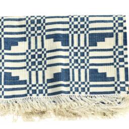 Handmade Indigo Dhurrie Rug Geometric Cotton Area Rug - thumbnail 4