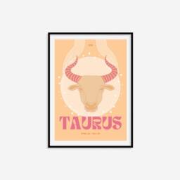Taurus Zodiac Print - Astrology Prints, Colourful Wall Art, Retro Print, Star Sign, Eclectic Decor - thumbnail 2