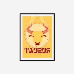 Taurus Zodiac Print - Astrology Prints, Colourful Wall Art, Retro Print, Star Sign, Eclectic Decor - thumbnail 3