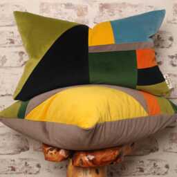Bauhaus Velvet Cushion Cover Mid-Century Modern Geometric Design - thumbnail 4