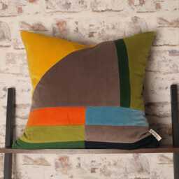 Bauhaus Velvet Cushion Cover Mid-Century Modern Geometric Design - thumbnail 3