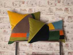 Bauhaus Velvet Cushion Cover Mid-Century Modern Geometric Design - thumbnail 1