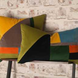 Bauhaus Velvet Cushion Cover Mid-Century Modern Geometric Design - thumbnail 2
