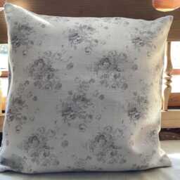 Handmade Linen Cushion Cover Millie Dove Grey Floral - thumbnail 2