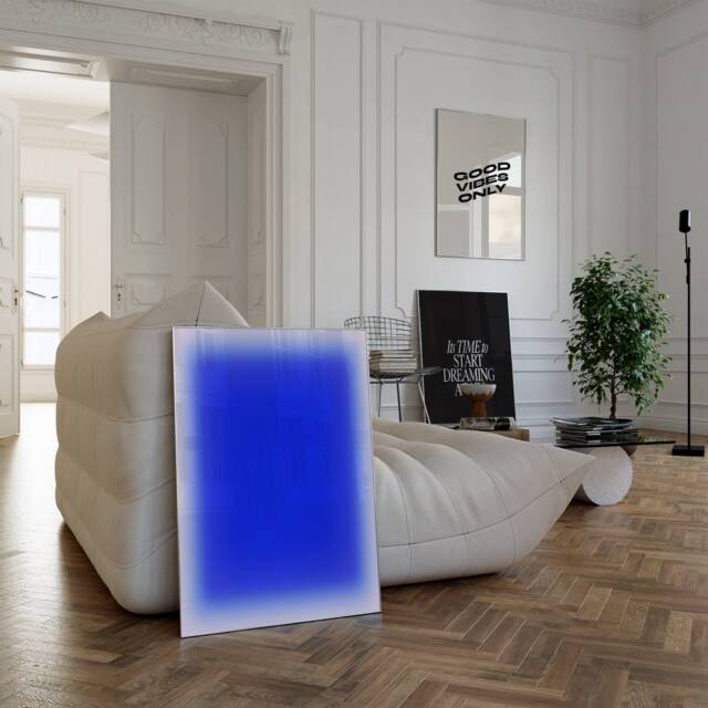 Blue Glow Print - Bright Aura Glow, Spiritual Poster, Positive Affirmation, Self Care Art, Energy, Gradient - image 1