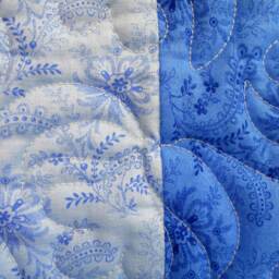 "Handmade Blue Floral Lap Quilt Cotton Throw - 48"" X 64" - thumbnail 3